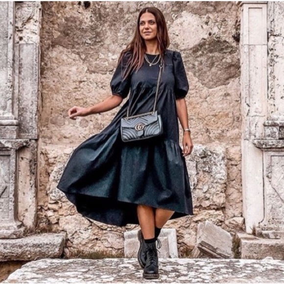 zara poplin dress black